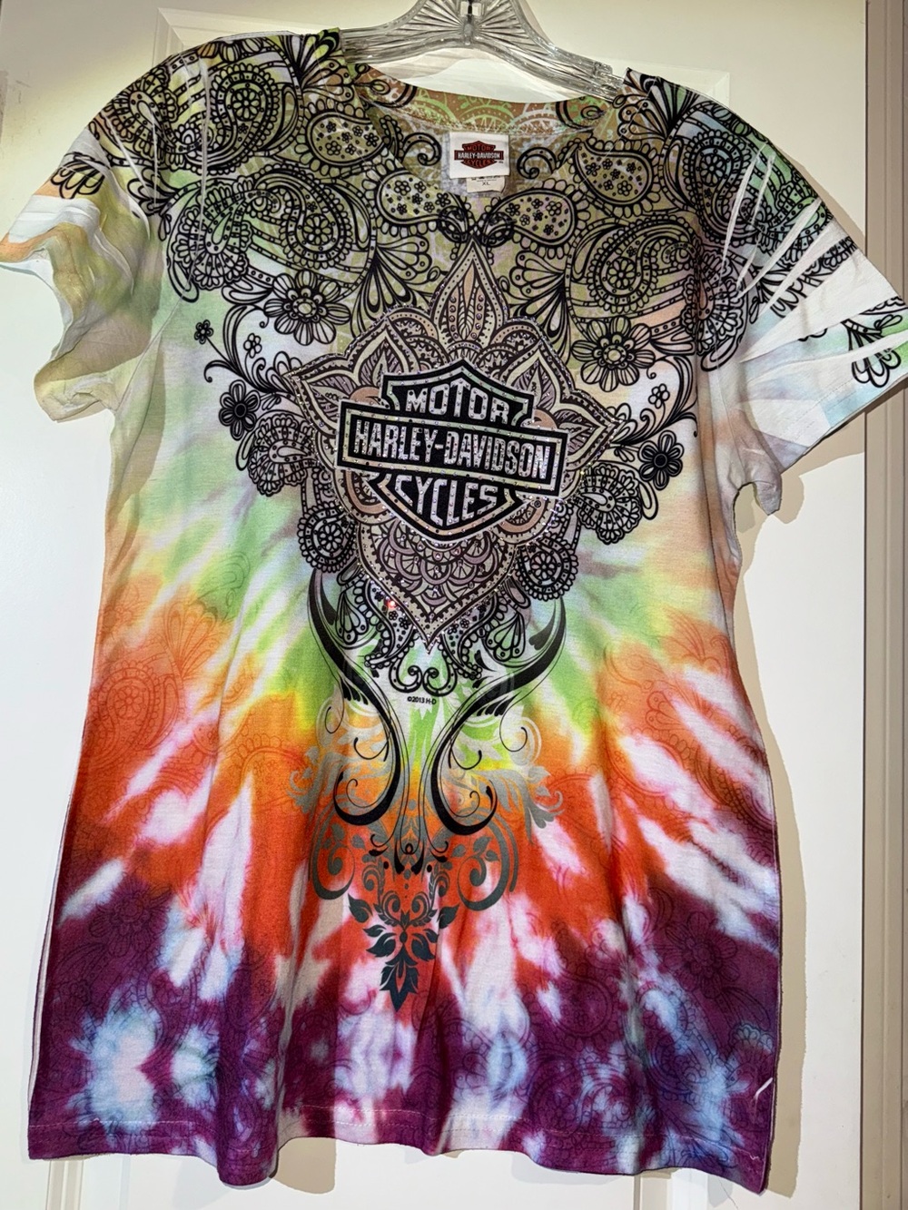 Harley-Davidson Women's Tie-Dye Short Sleeve Tee — Green, Orange, Purple, Red